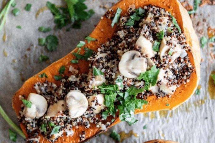 Manger bio ► Le butternut farci aux champignons et quinoa : la reine des courges jusqu’au bout de l’hiver