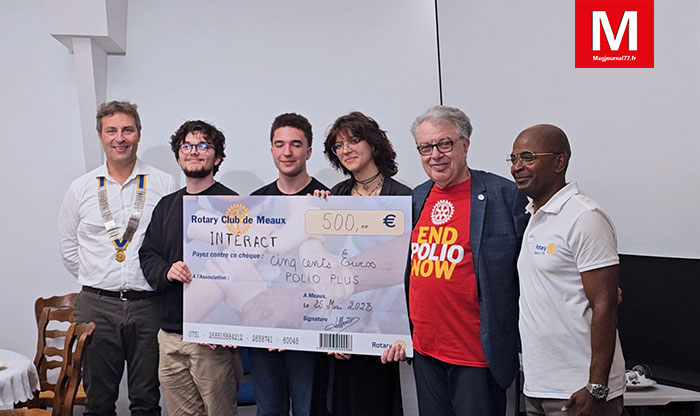 Poincy [Vidéo] : Le Rotary club de Meaux a remis un chèque de 500 euros à l'association d'élèves du lycée Bossuet, Interact qui participe à la lutte contre la polio